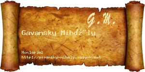 Gavansky Mihály névjegykártya